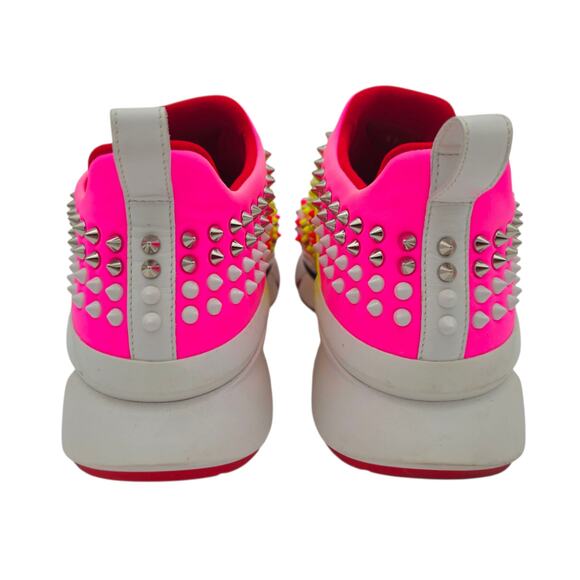 Christian Louboutin Spike Sock Sneaker Pink Yellow White Slip On Size 39 US 9 - Picture 6 of 9